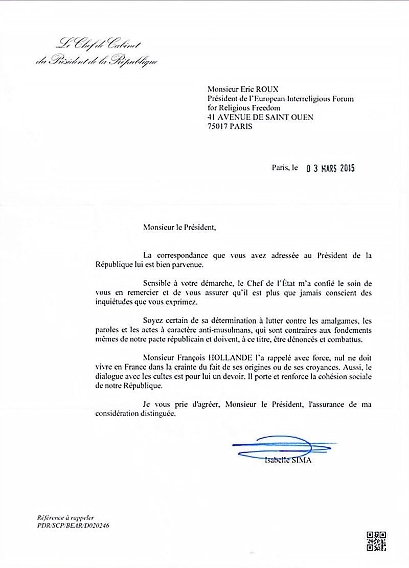 letter from French Precidency