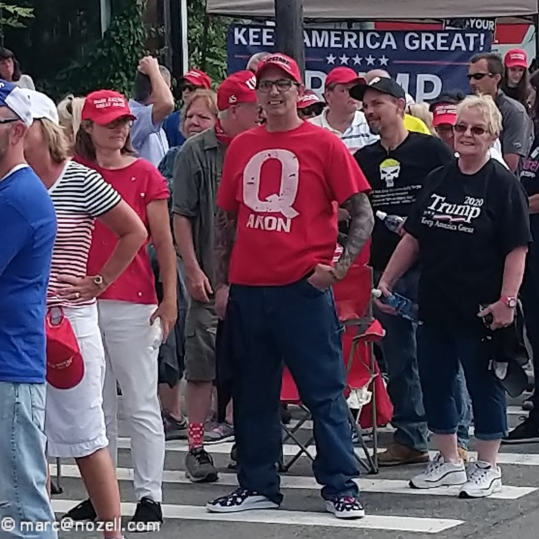 A QAnon follower among pro-Trump protesters