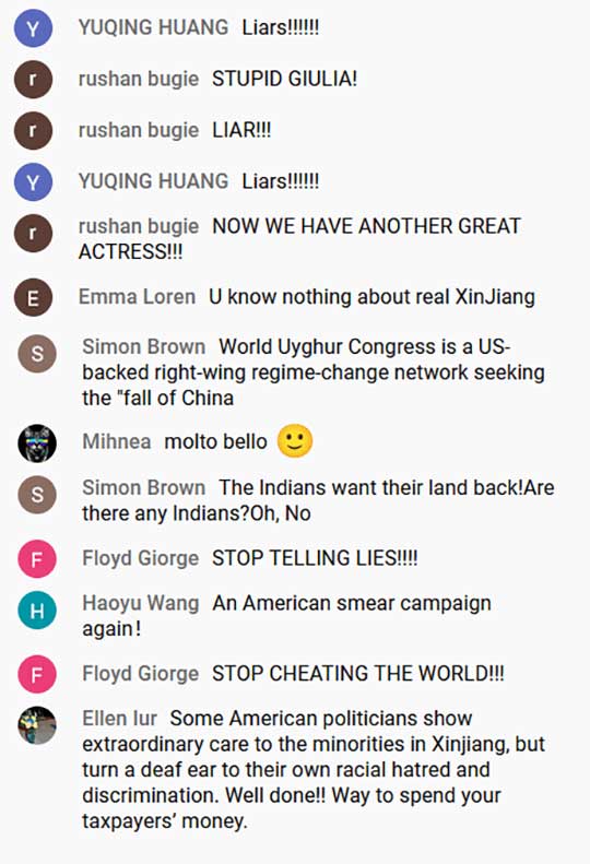 Chinese trolls in action on YouTube
