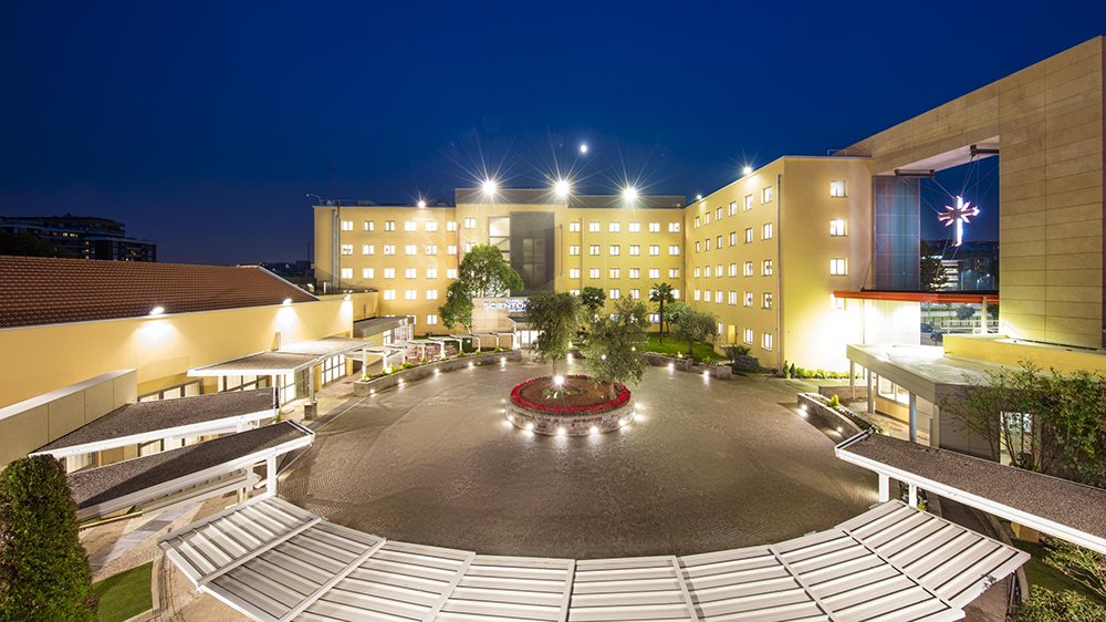 The courtyard of the Church of Scientology of Milan