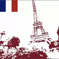 France flag with tour Eiffel background