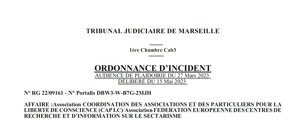 Marseille Court Ruling against FECRIS