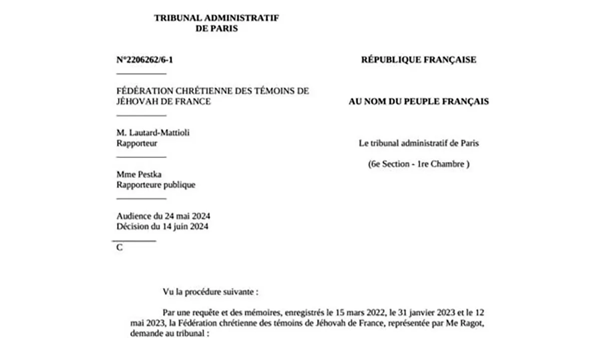 Decision Administrative Court of Paris