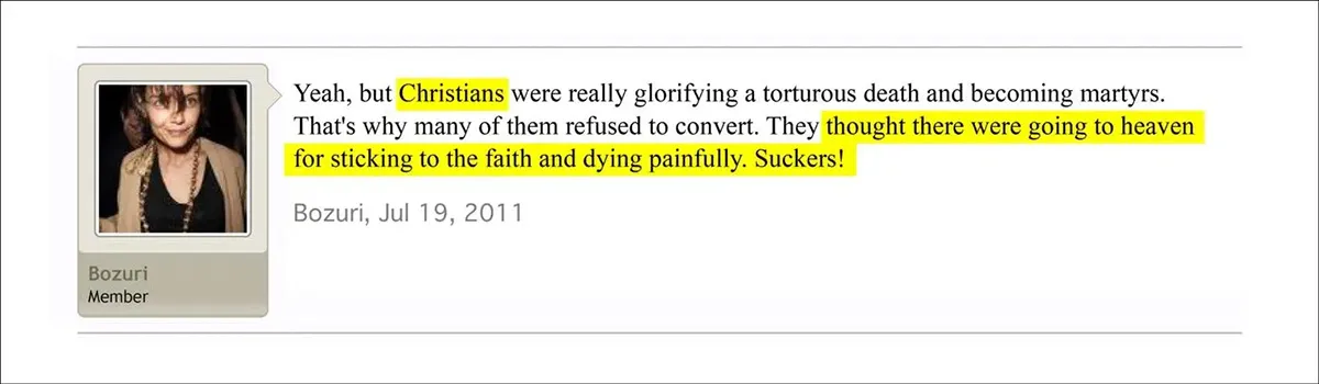 Arielle Silverstein's post saying Christians are Suckers